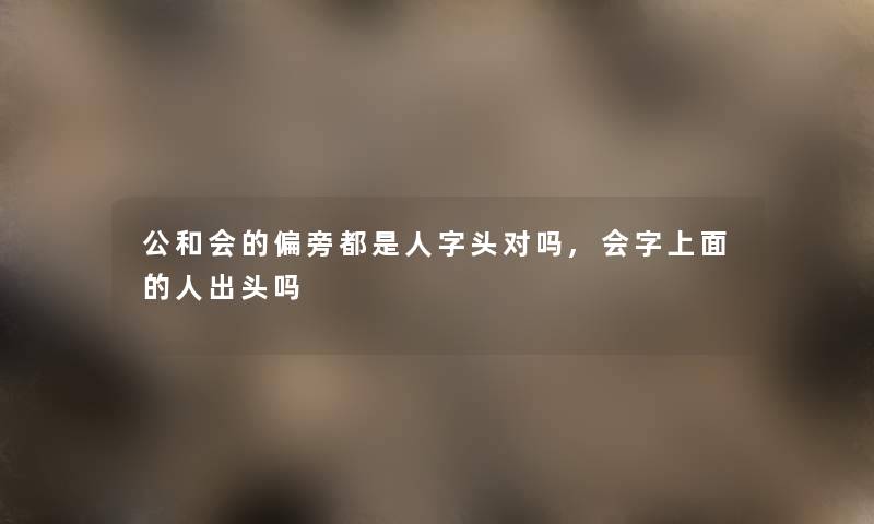 公和会的偏旁都是人字头对吗,会字上面的人出头吗 公和会的偏旁都是人字头对吗,会字上面的人出头吗