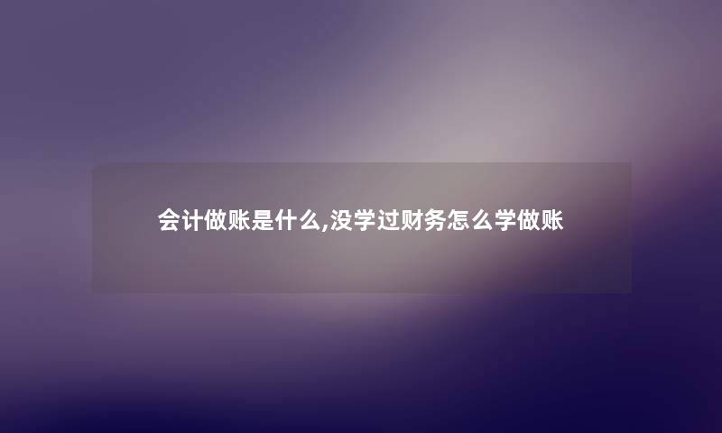 会计做账是什么,没学过怎么学做账 会计做账是什么,没学过怎么学做账