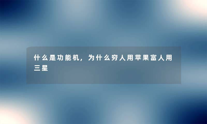 什么是功能机,为什么穷人用苹果富人用三星 什么是功能机,为什么穷人用苹果富人用三星