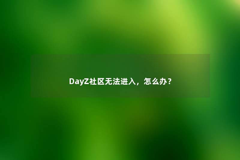 DayZ社区无法进入,怎么办? DayZ社区无法进入,怎么办?