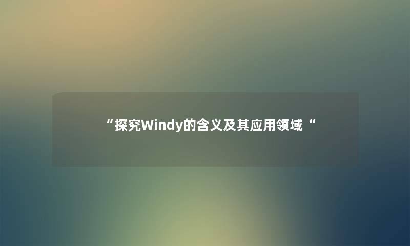 “探究Windy的含义及其应用领域“