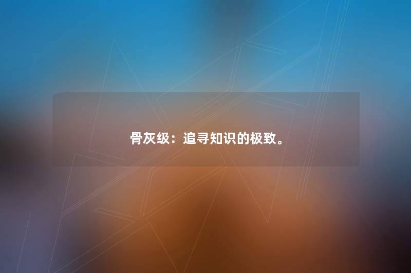 骨灰级:追寻知识的极致。 骨灰级:追寻知识的极致。