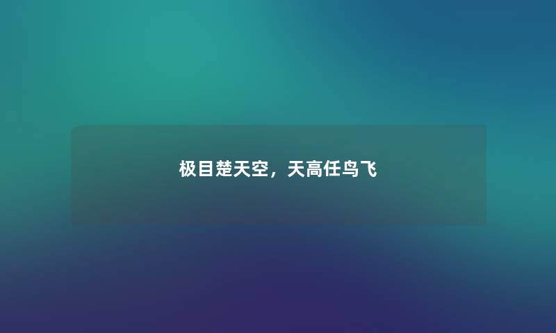 极目楚天空,天高任鸟飞 极目楚天空,天高任鸟飞