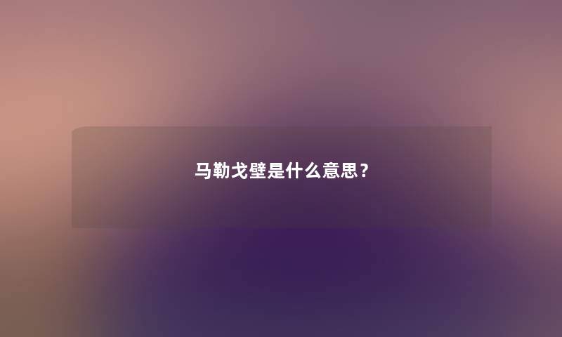 马勒戈壁是什么意思？