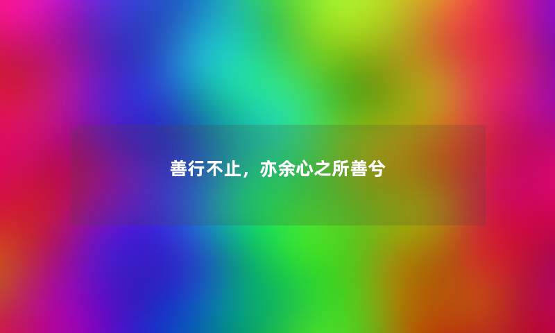 善行不止，亦余心之所善兮