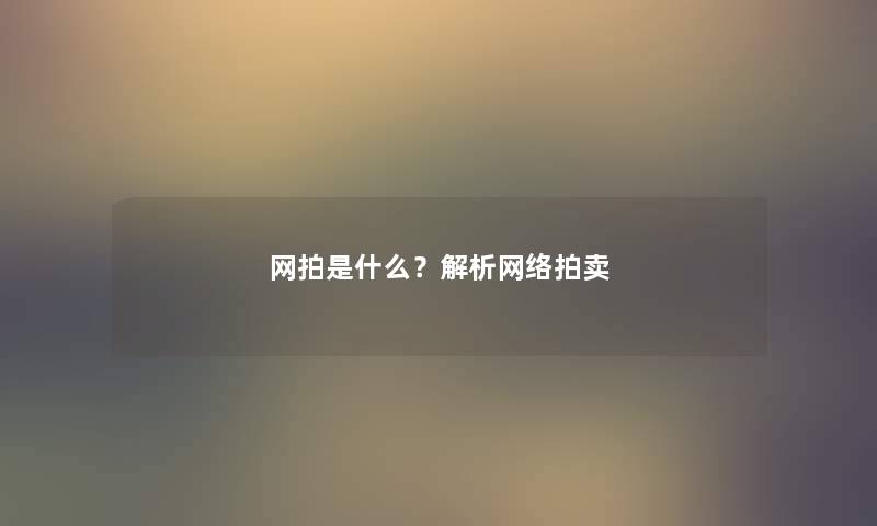 网拍是什么？解析网络拍卖