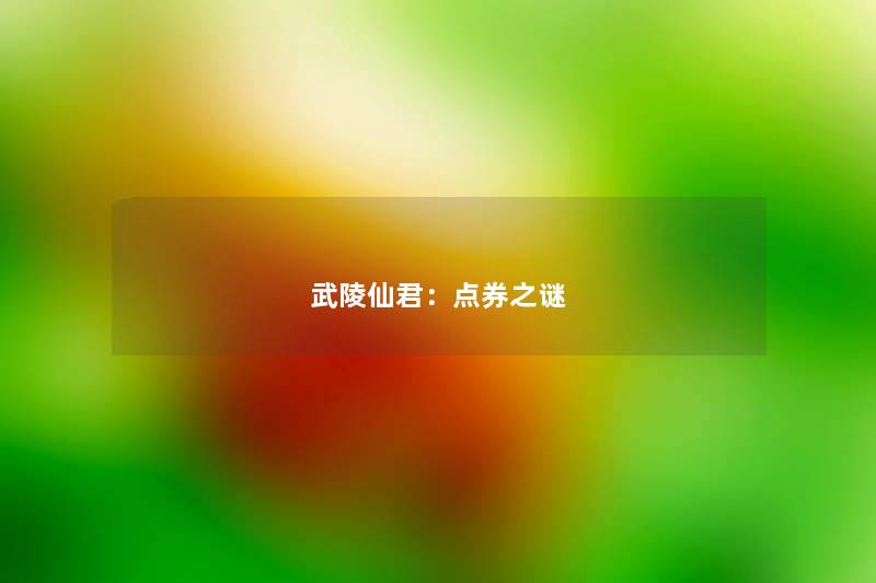武陵仙君：点券之谜