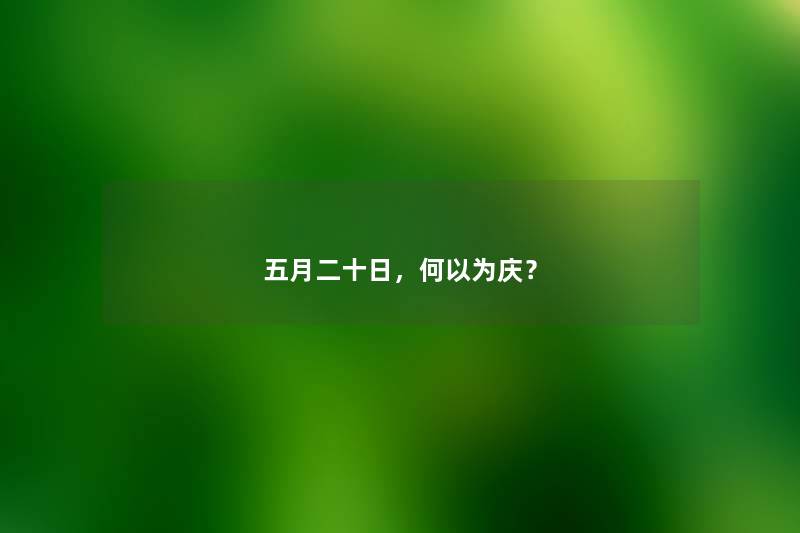 五月二十日，何以为庆？