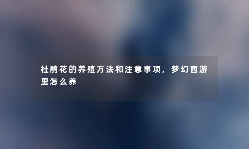 杜鹃花的养殖方法和事项,梦幻西游里怎么养 杜鹃花的养殖方法和事项,梦幻西游里怎么养