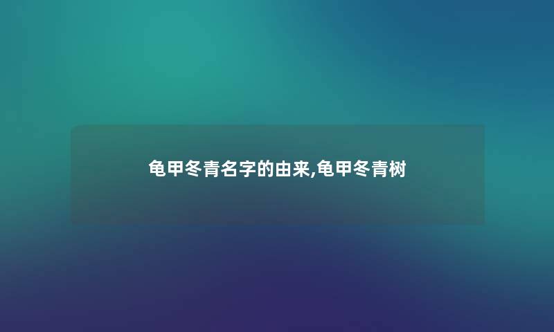 龟甲冬青名字的由来,龟甲冬青树 龟甲冬青名字的由来,龟甲冬青树