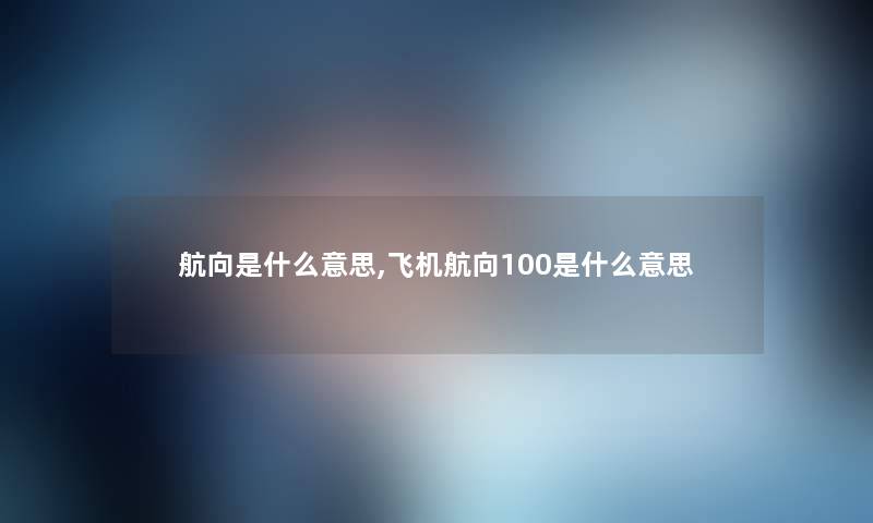 航向是什么意思,飞机航向100是什么意思 航向是什么意思,飞机航向100是什么意思