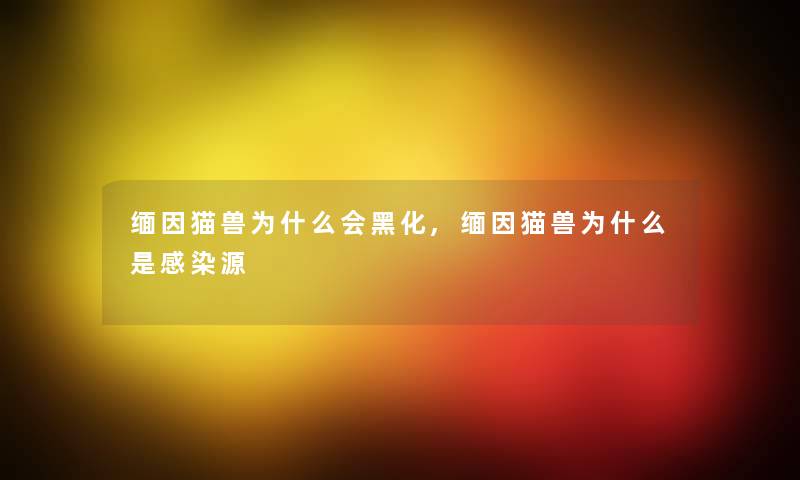 缅因猫兽为什么会黑化,缅因猫兽为什么是源