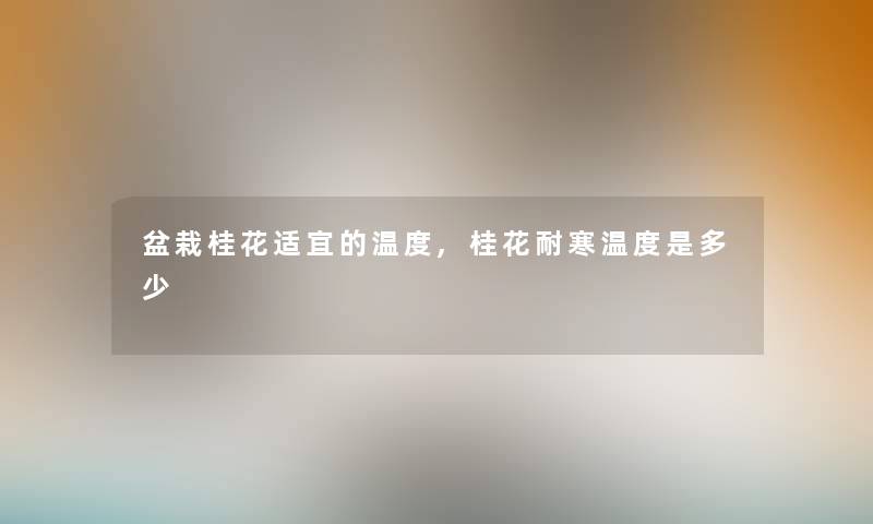 盆栽桂花适宜的温度,桂花耐寒温度是多少 盆栽桂花适宜的温度,桂花耐寒温度是多少