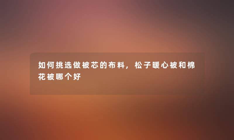 如何挑选做被芯的布料,松子暖心被和棉花被哪个好 如何挑选做被芯的布料,松子暖心被和棉花被哪个好