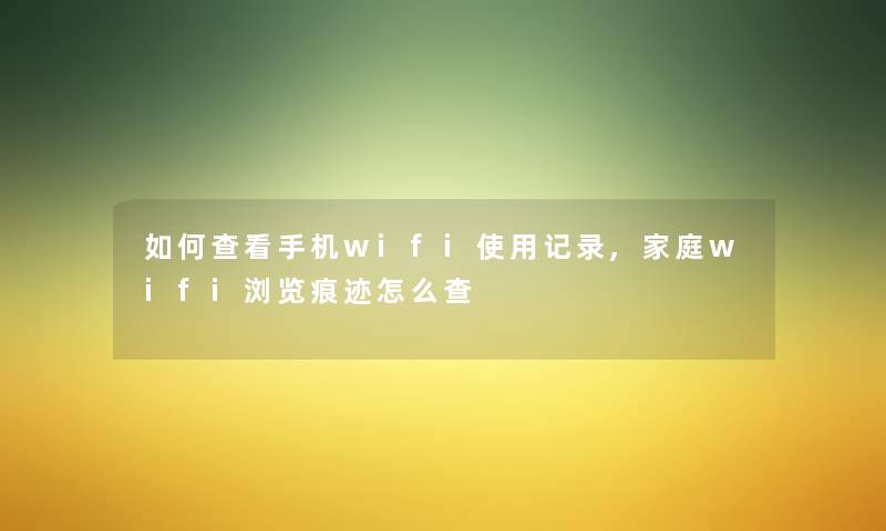 如何查看手机wifi使用记录,家庭wifi浏览痕迹怎么查 如何查看手机wifi使用记录,家庭wifi浏览痕迹怎么查
