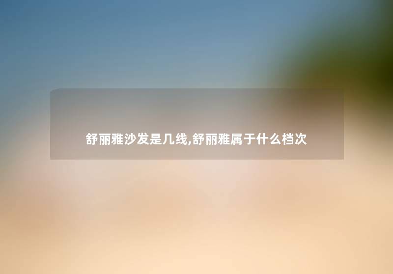 舒丽雅沙发是几线,舒丽雅属于什么档次 舒丽雅沙发是几线,舒丽雅属于什么档次