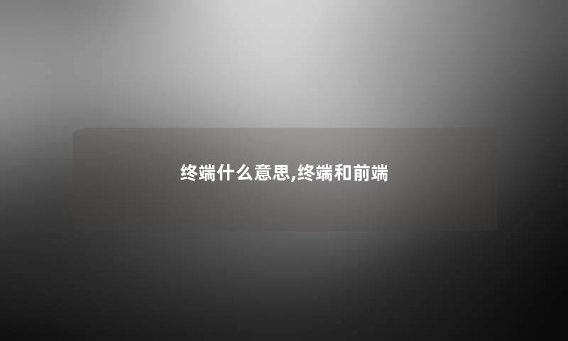 终端什么意思,终端和前端 终端什么意思,终端和前端