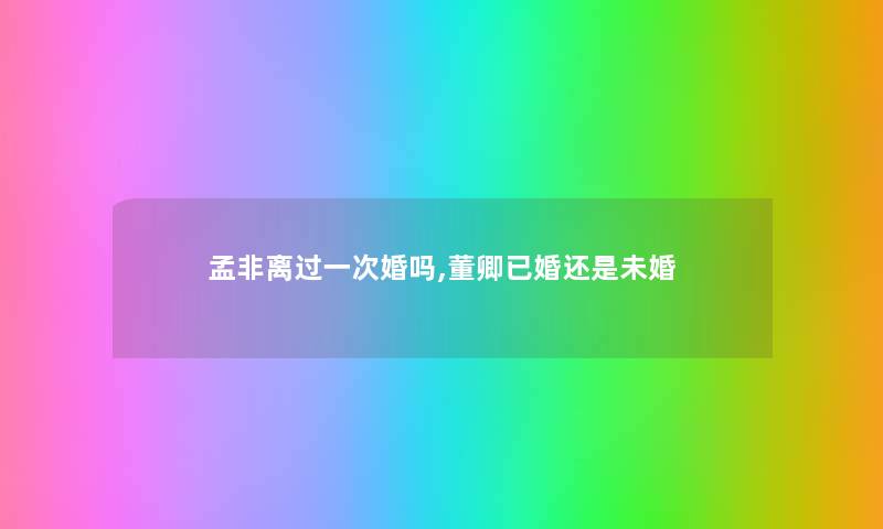 孟非离过一次婚吗,董卿已婚还是未婚 孟非离过一次婚吗,董卿已婚还是未婚
