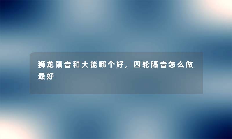 狮龙隔音和大能哪个好,四轮隔音怎么做好 狮龙隔音和大能哪个好,四轮隔音怎么做好