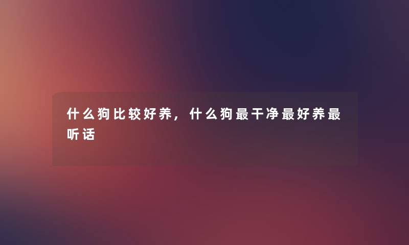 什么狗比较好养,什么狗干净好养听话 什么狗比较好养,什么狗干净好养听话