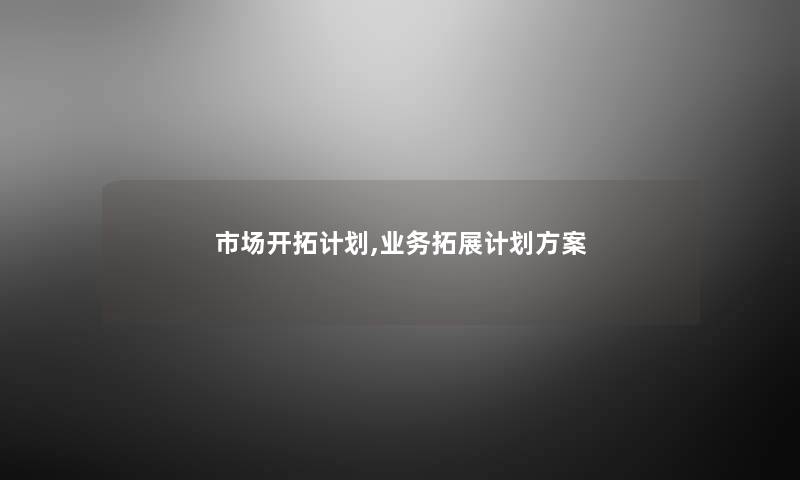市场开拓计划,业务拓展计划方案 市场开拓计划,业务拓展计划方案