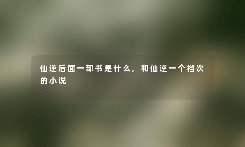 仙逆后面一部书是什么,和仙逆一个档次的小说 仙逆后面一部书是什么,和仙逆一个档次的小说