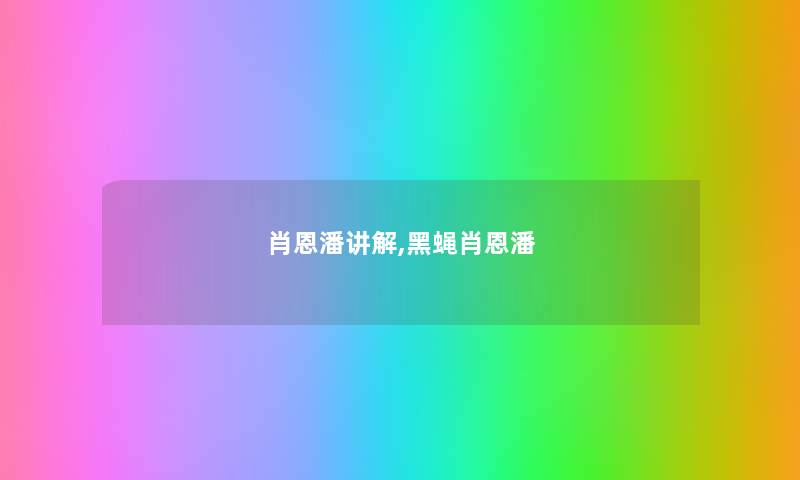 肖恩潘讲解,黑蝇肖恩潘
