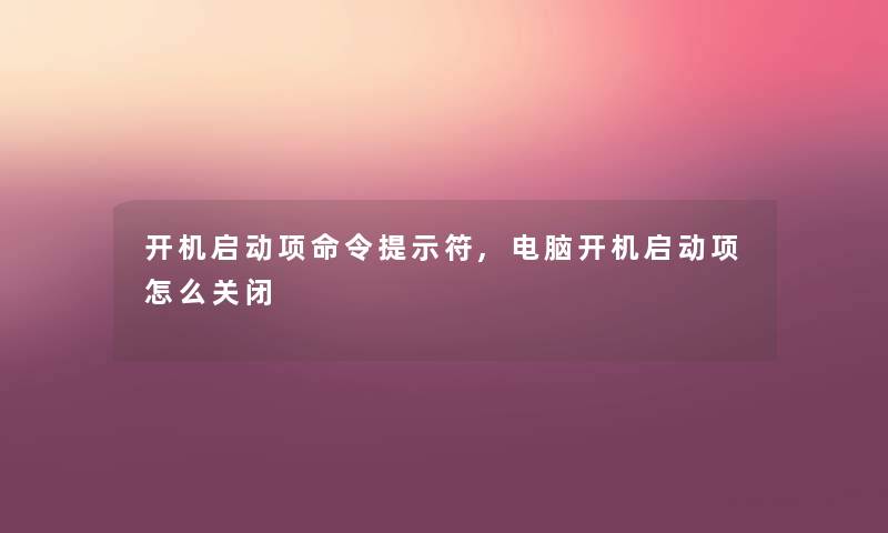 开机启动项命令提示符,电脑开机启动项怎么关闭