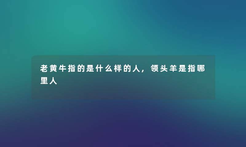 老黄牛指的是什么样的人,领头羊是指哪里人
