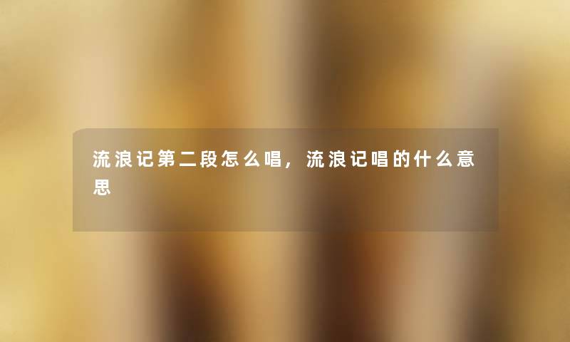 流浪记第二段怎么唱,流浪记唱的什么意思