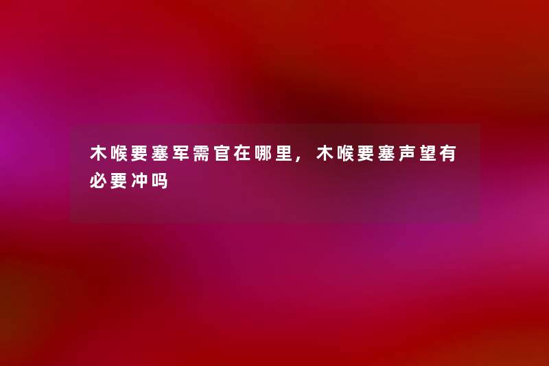木喉要塞军需官在哪里,木喉要塞声望有必要冲吗