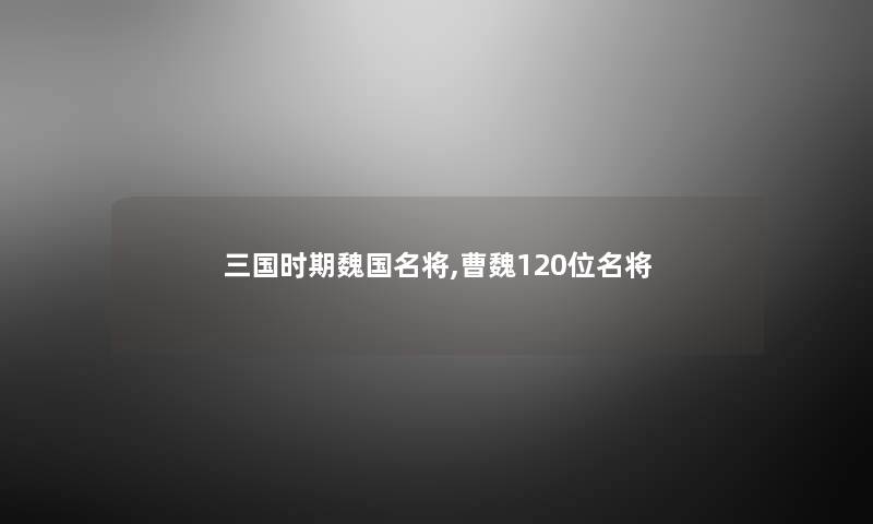 三国时期魏国名将,曹魏120位名将