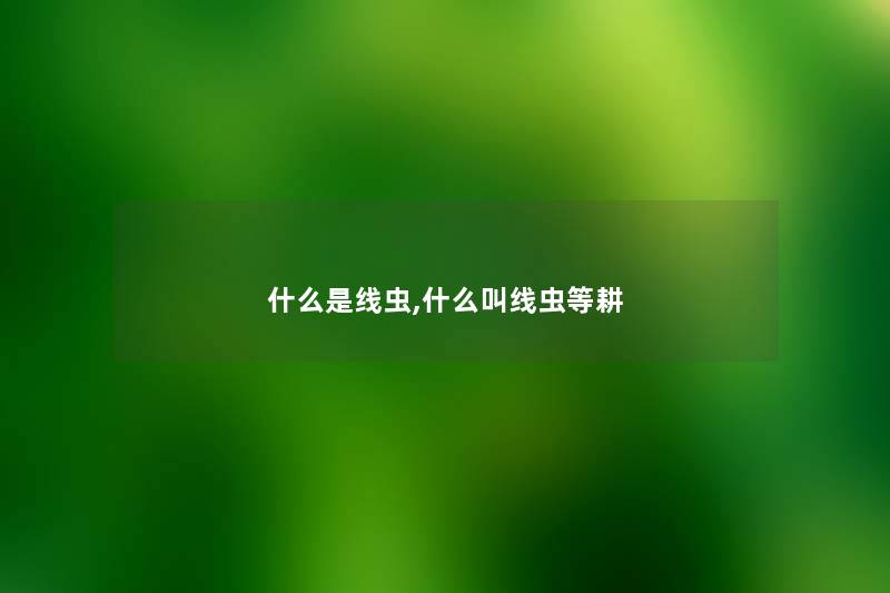 什么是线虫,什么叫线虫等耕