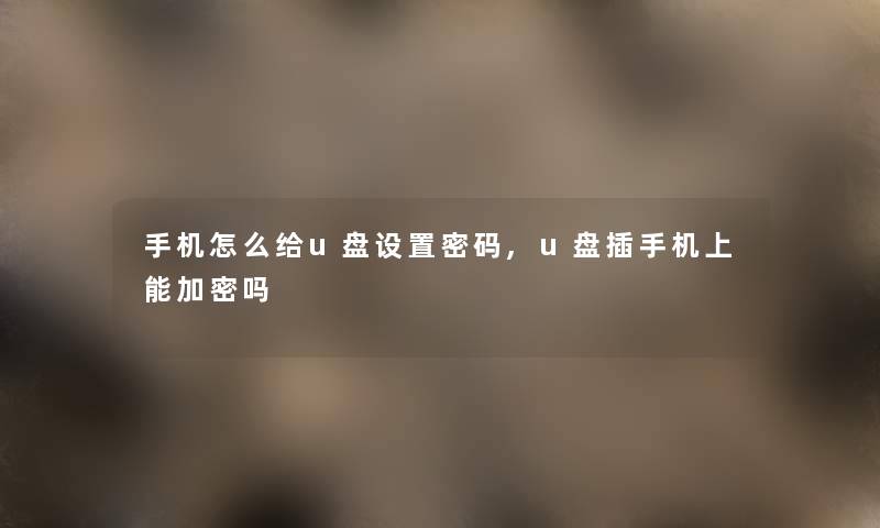 手机怎么给u盘设置密码,u盘插手机上能加密吗 手机怎么给u盘设置密码,u盘插手机上能加密吗