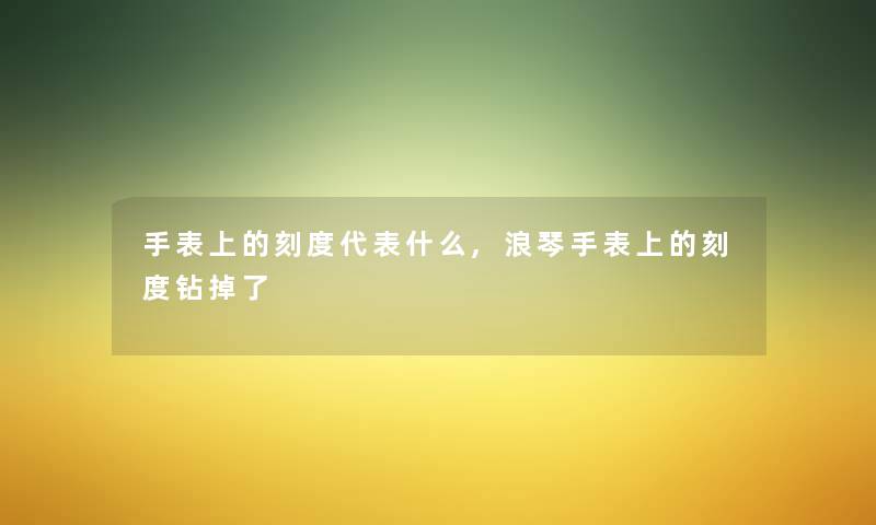 手表上的刻度代表什么,浪琴手表上的刻度钻掉了