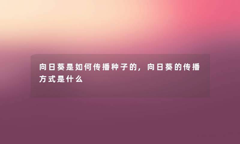 向日葵是如何传播种子的,向日葵的传播方式是什么 向日葵是如何传播种子的,向日葵的传播方式是什么