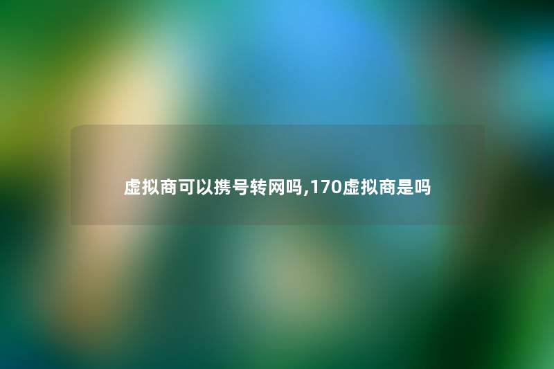 虚拟商可以携号转网吗,170虚拟商是吗