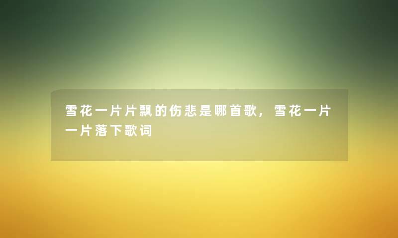 雪花一片片飘的伤悲是哪首歌,雪花一片一片落下歌词