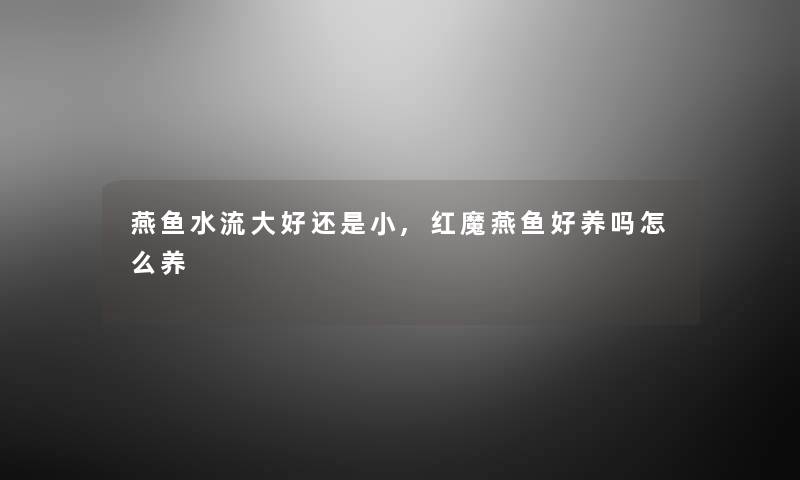 燕鱼水流大好还是小,红魔燕鱼好养吗怎么养