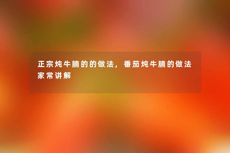 正宗炖牛腩的的做法,番茄炖牛腩的做法家常讲解