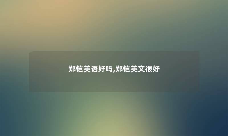 郑恺英语好吗,郑恺英文很好