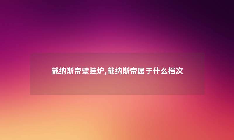戴纳斯帝壁挂炉,戴纳斯帝属于什么档次