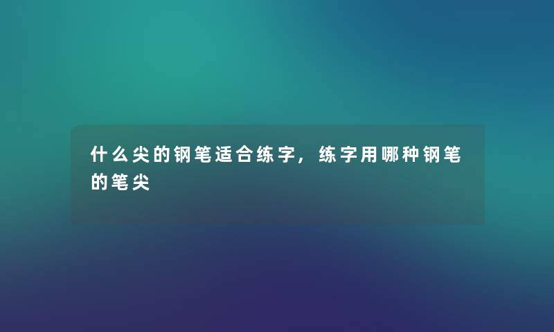 什么尖的钢笔适合练字,练字用哪种钢笔的笔尖