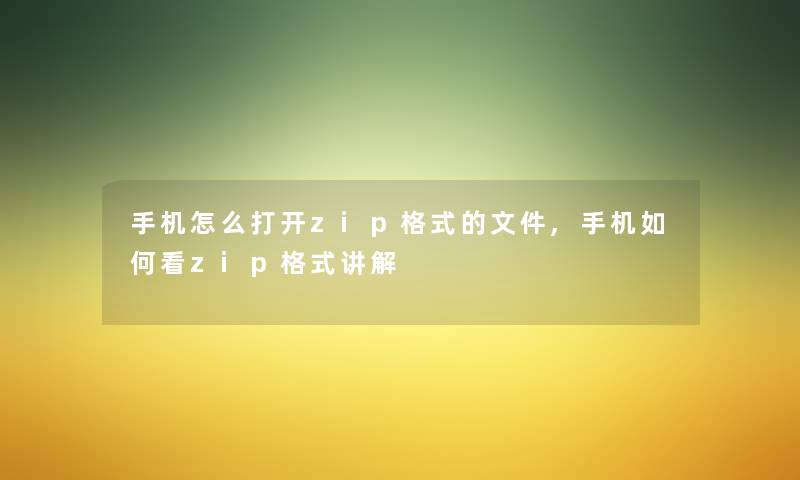 手机怎么打开zip格式的文件,手机如何看zip格式讲解