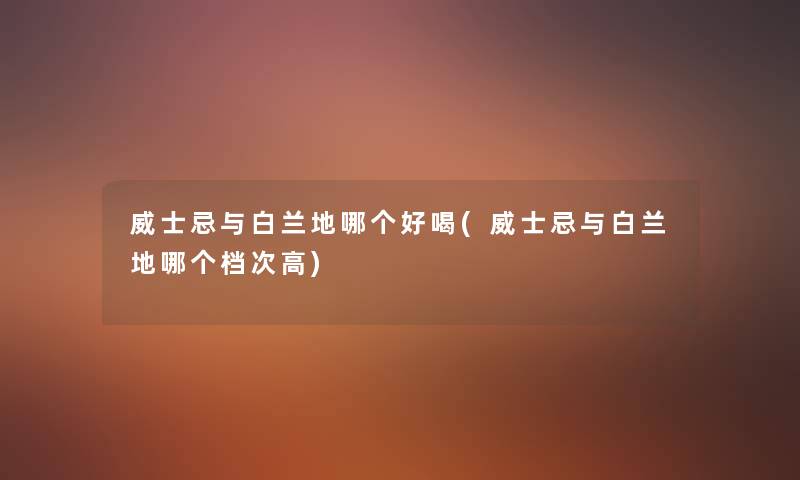 威士忌与白兰地哪个好喝(威士忌与白兰地哪个档次高)