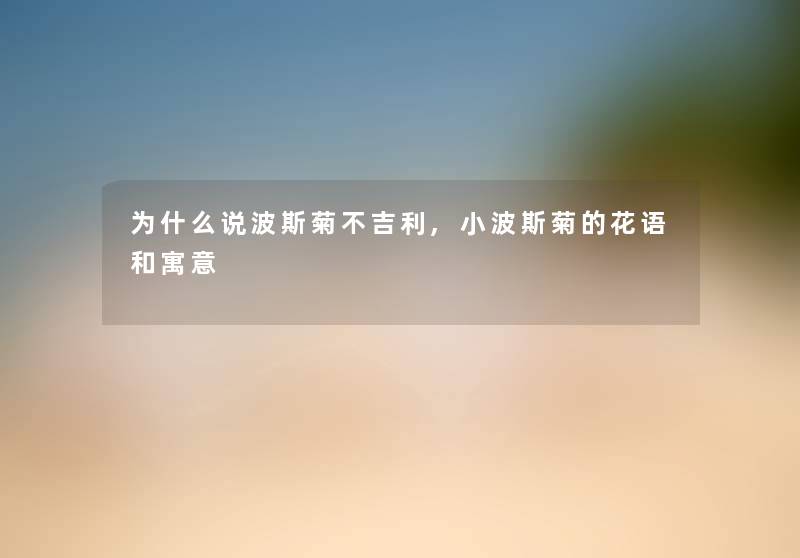 为什么说波斯菊不吉利,小波斯菊的花语和寓意