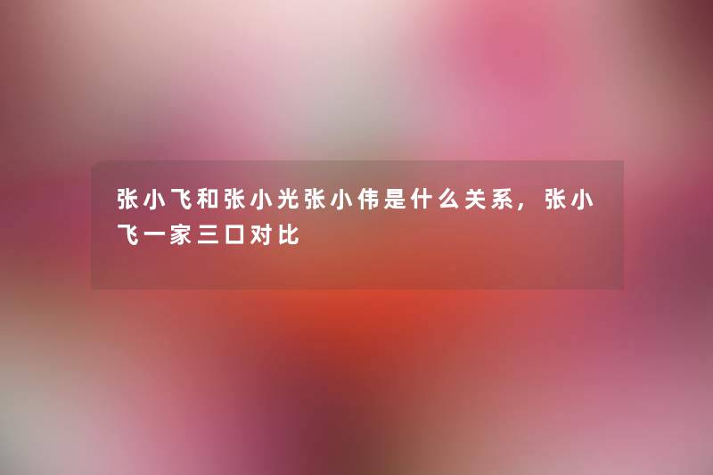 张小飞和张小光张小伟是什么关系,张小飞一家三口对比