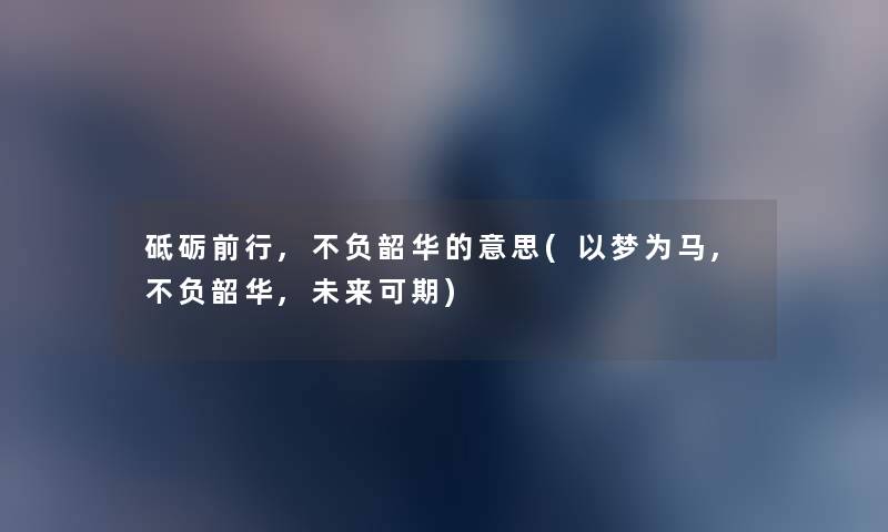 砥砺前行,不负韶华的意思(以梦为马,不负韶华,未来可期)