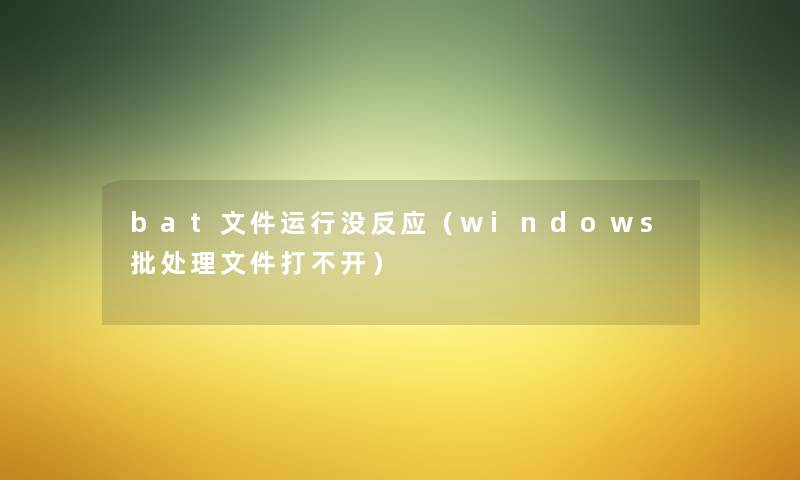 bat文件运行没反应(windows批处理文件打不开) bat文件运行没反应(windows批处理文件打不开)