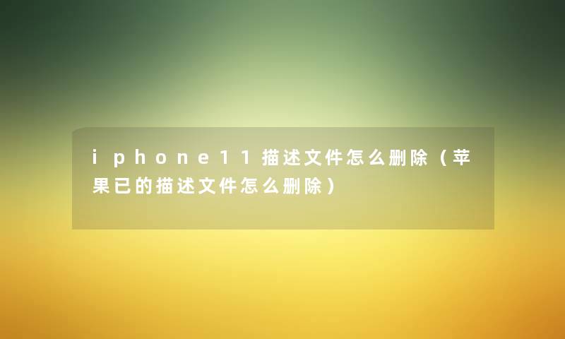 iphone11描述文件怎么删除(苹果已的描述文件怎么删除) iphone11描述文件怎么删除(苹果已的描述文件怎么删除)